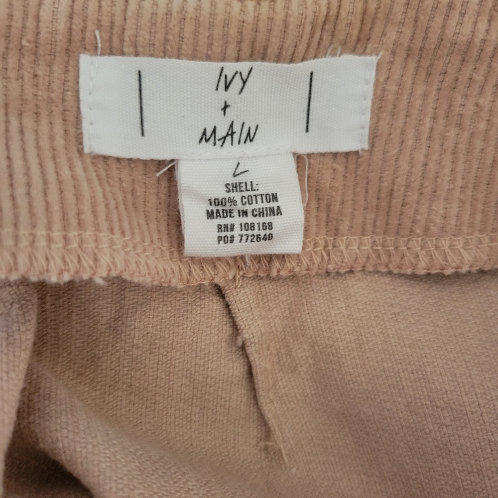 Ivy + Main Pink Corduroy Floral Cotton Embroidered Mini Skirt Cottagecore Sz LG - Picture 2 of 5